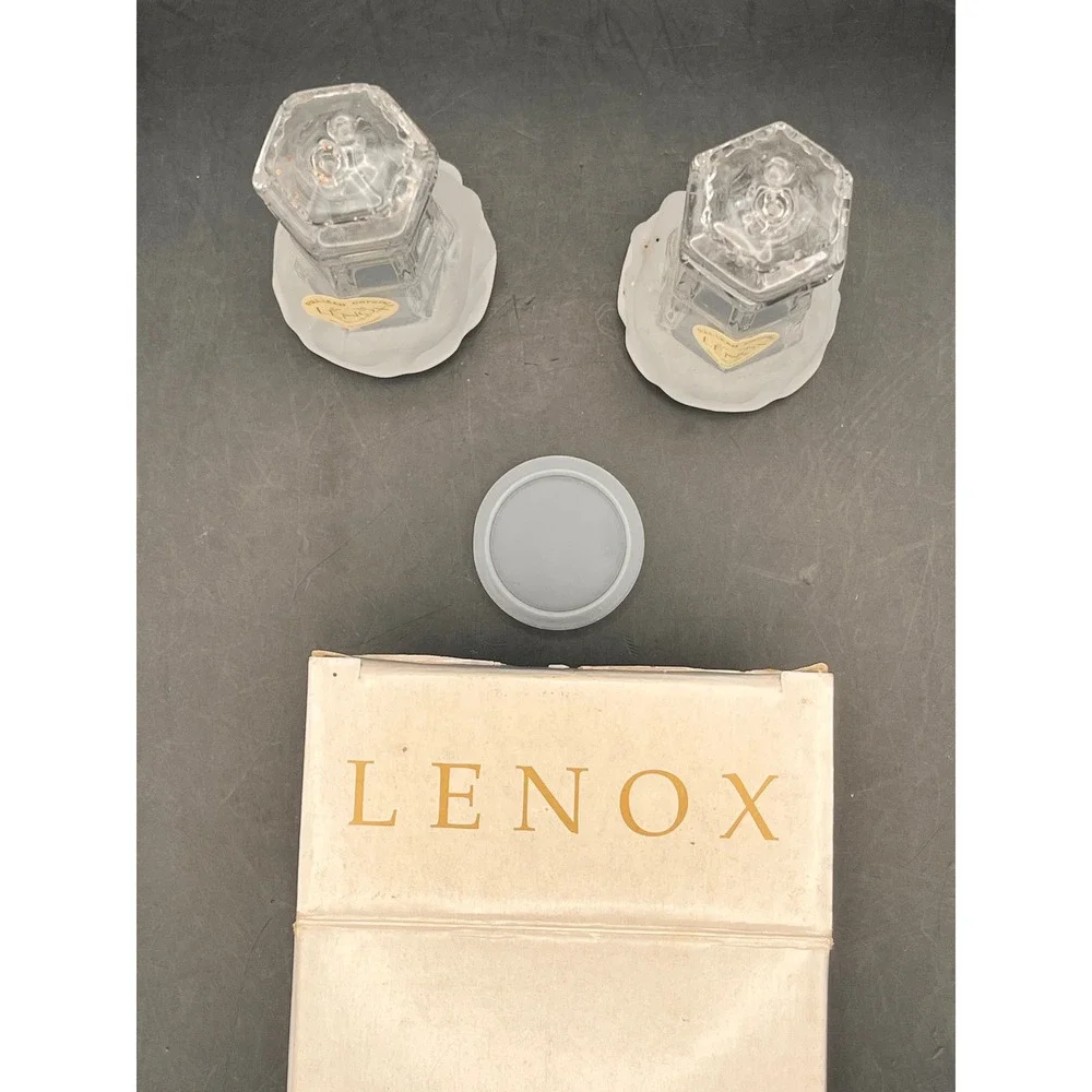 Lenox Crystal Lighthouse Salt & Pepper Shakers Full‎ Lead Made in Germany w Box